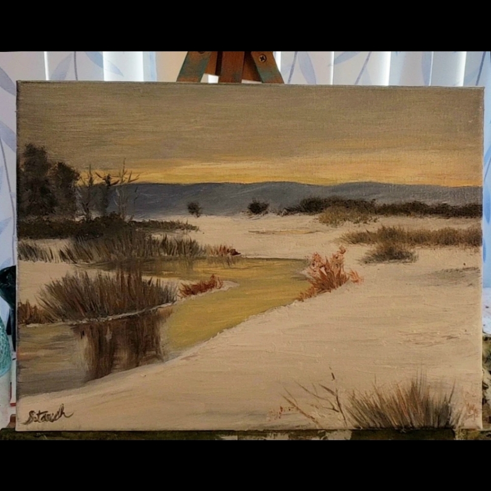Snowy landscape oil painting by me(not a print)